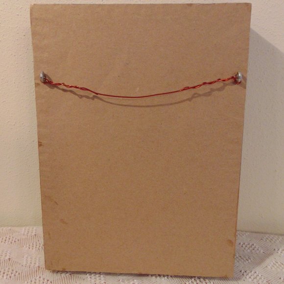 Vintage Tea Kettle and Tea Bag Box, Crewel, Wood Frame, 8x6 - Picture 3 of 5